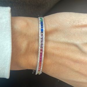 Park lane razzle silver tone cz reversible bracelet  rainbow and …